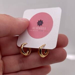 18K Gold Plated Mini Chunky Dome Hoop Earrings